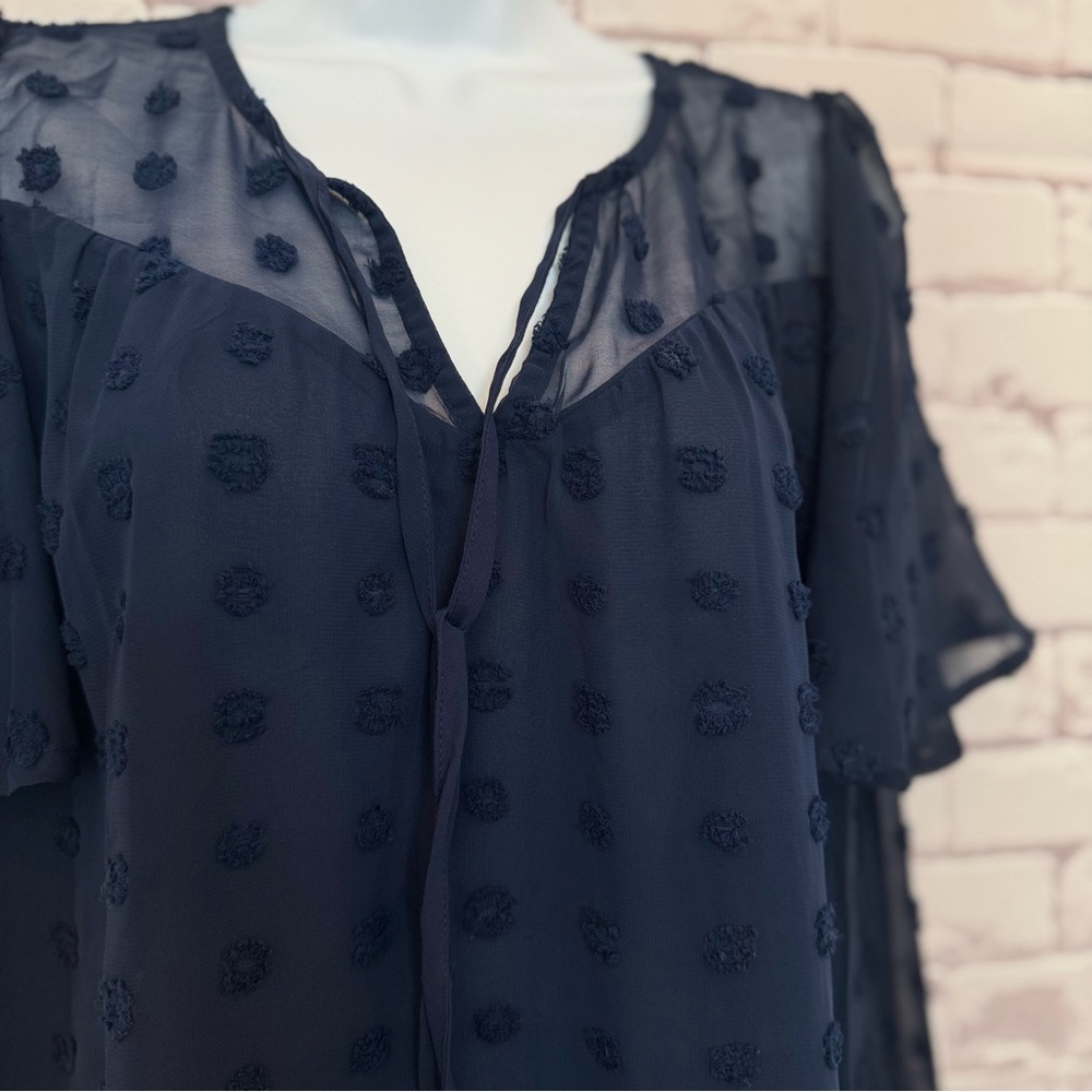 NWT Umgee Navy Polka Dot Babydoll dress